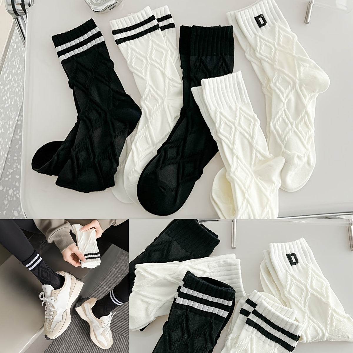 Argyle Textured Socks Women's Stockings & Hosiery
