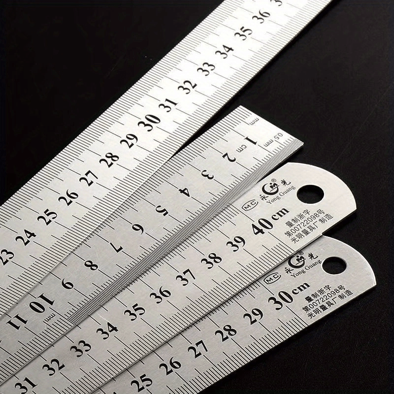 Thick Stainless Steel Ruler, 12-Inch, Metric & Inch Measurement, Durable