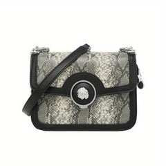 Snake Print Shoulder & Crossbody Bag - Leather with Detachable Chain
