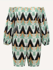 Geometric Print Off Shoulder Romper