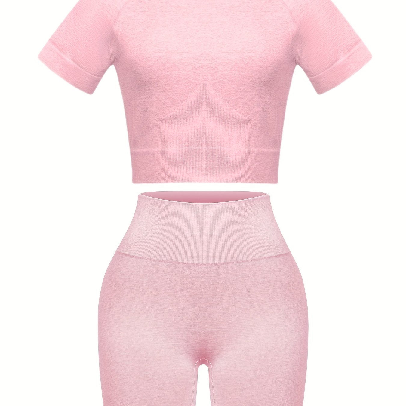 2pcs Stretchy Crop Top & Biker Shorts for Women Gym Workout Set
