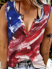 Plus Size Ombre & Floral Print V Neck Tank Top