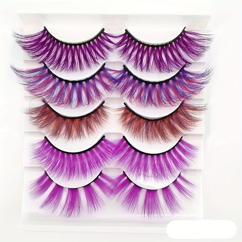 5 Pairs Fluffy Wispy Curly False Eyelashes for Festivals Stage Makeup