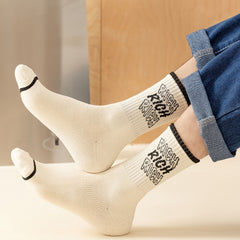 5 Pairs Letter Print Socks Women's Mid Tube Stockings