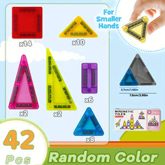 42pcs Magnetic Building Tiles Set Colorful ABS Blocks with Iron Box