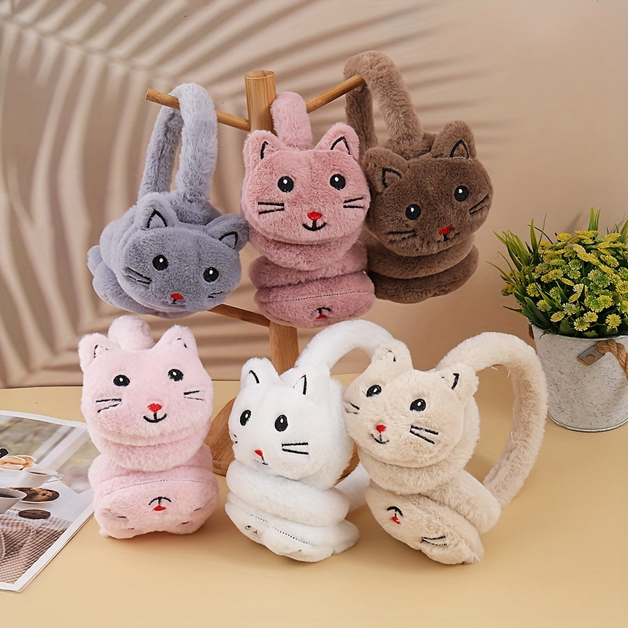 Cartoon Cat Plush Earmuffs Winter Ear Warmers Hand Washable