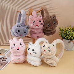 Cartoon Cat Plush Earmuffs Winter Ear Warmers Hand Washable