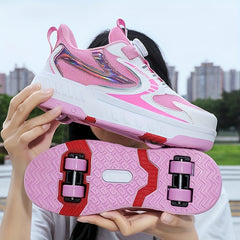 Breathable Mesh Roller Shoes for Kids Outdoor Fun