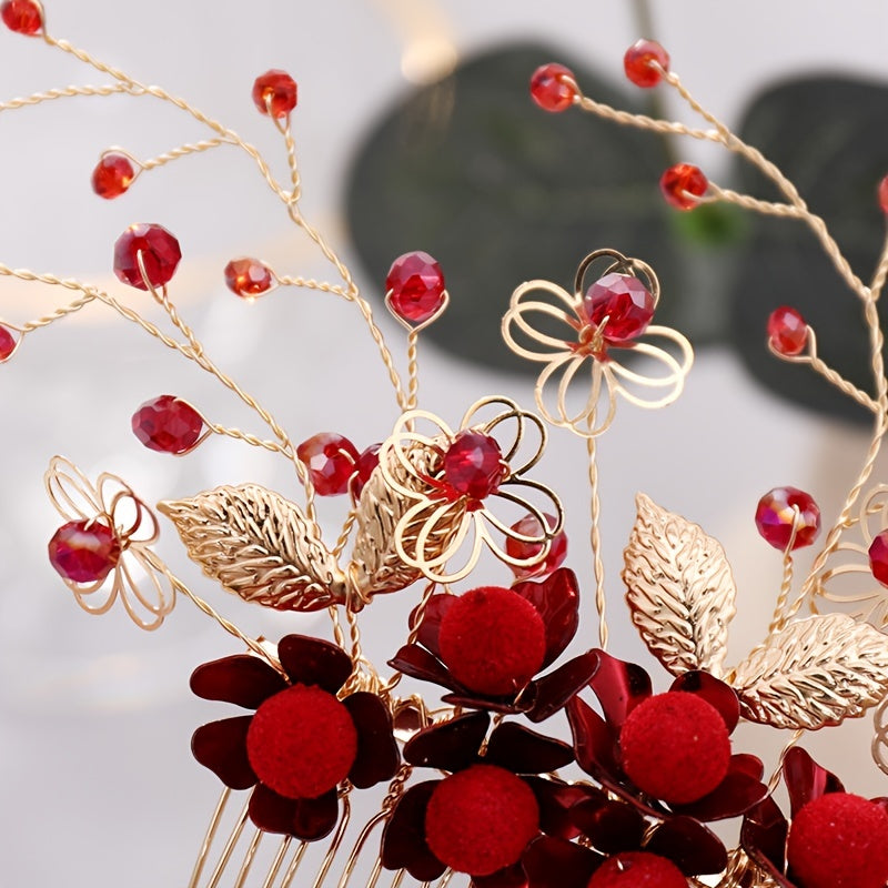 Chinese Red Wedding Hair Accessories Set