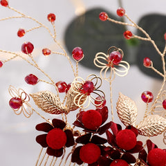 Chinese Red Wedding Hair Accessories Set
