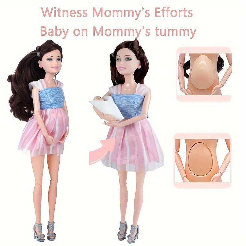 8 inch H Pregnant Belly Doll with 3 Babies