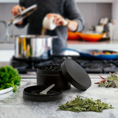 Portable 4-Layer Metal Grinder for Outdoor & Home Cooking