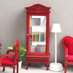 12 Dollhouse Model with Mini Furniture - Arched Top Single Door Wooden Cabinet
