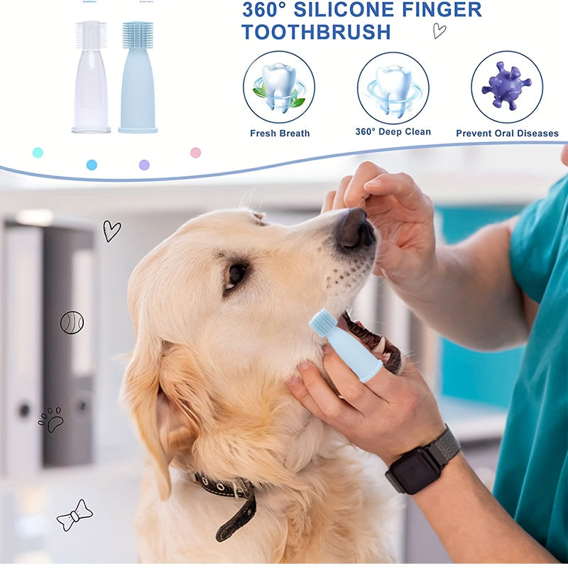 2pcs Soft Silicone Dog Finger Toothbrush With Storage Box for Dental Care