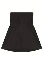 Button Detail Pleated Tube Top Casual Summer Sleeveless Top