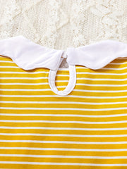 Baby Girls Colorful Striped Ruffle Collar Long Sleeve T Shirt