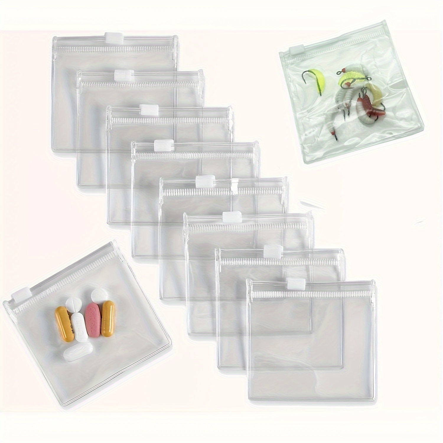 Reusable Medicine Storage Bags Set Zipper Bait Jewelry Self Sealing