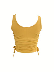 Sexy Drawstring Tank Tops Sleeveless Crop Summer Women's Clothing