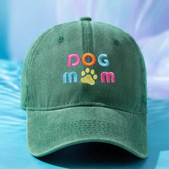 DOG MOM Embroidery Baseball Cap Cartoon Candy Washed Distressed Sun Hat