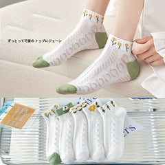5 Pairs Women's Flower Mesh Ankle Socks for Summer