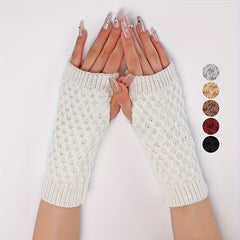 Pineapple Flower Knit Gloves Arm Sleeves for Women