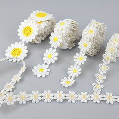 1 Yard Yellow Daisy Sun Flower Lace Trim Embroidered Applique Ribbon