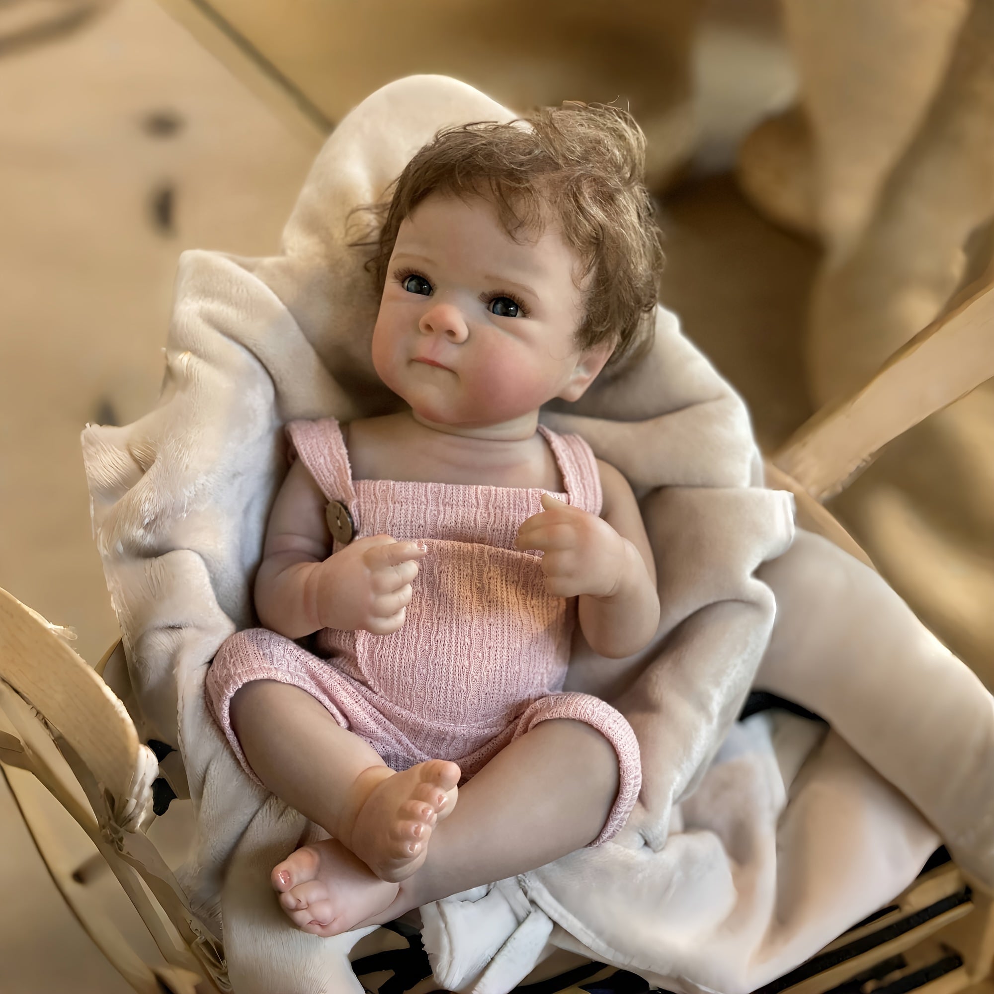 Reborn Doll Rooted Hair Waterproof Full Body Vinyl Painted Skin Soft Touch