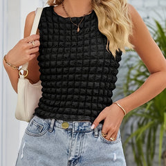 Popcorn Summer Tank Top Crew Neck Sleeveless Top Women's Clothing
