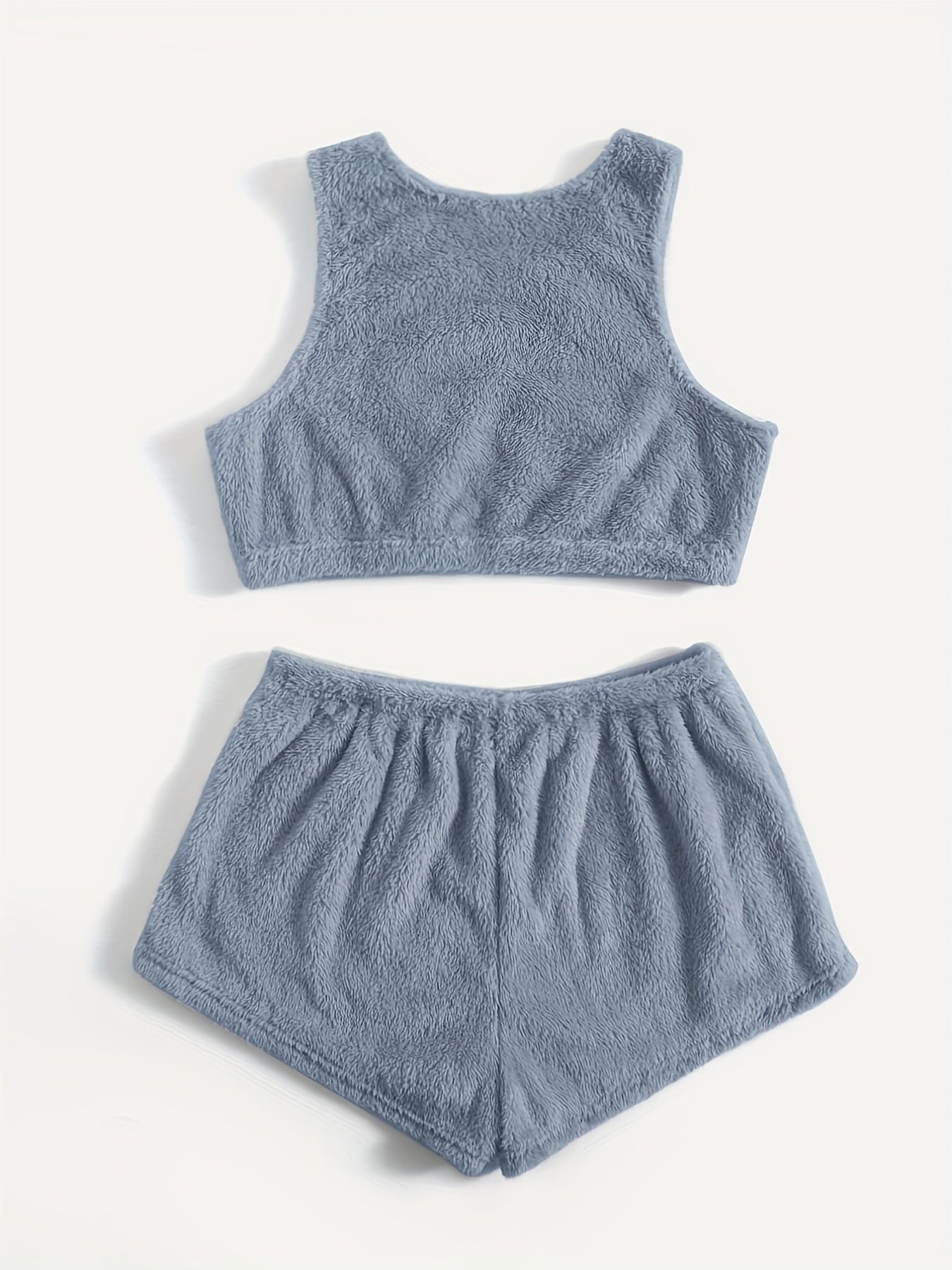 Plush Crop Tank & Shorts Pajamas Set Two Piece