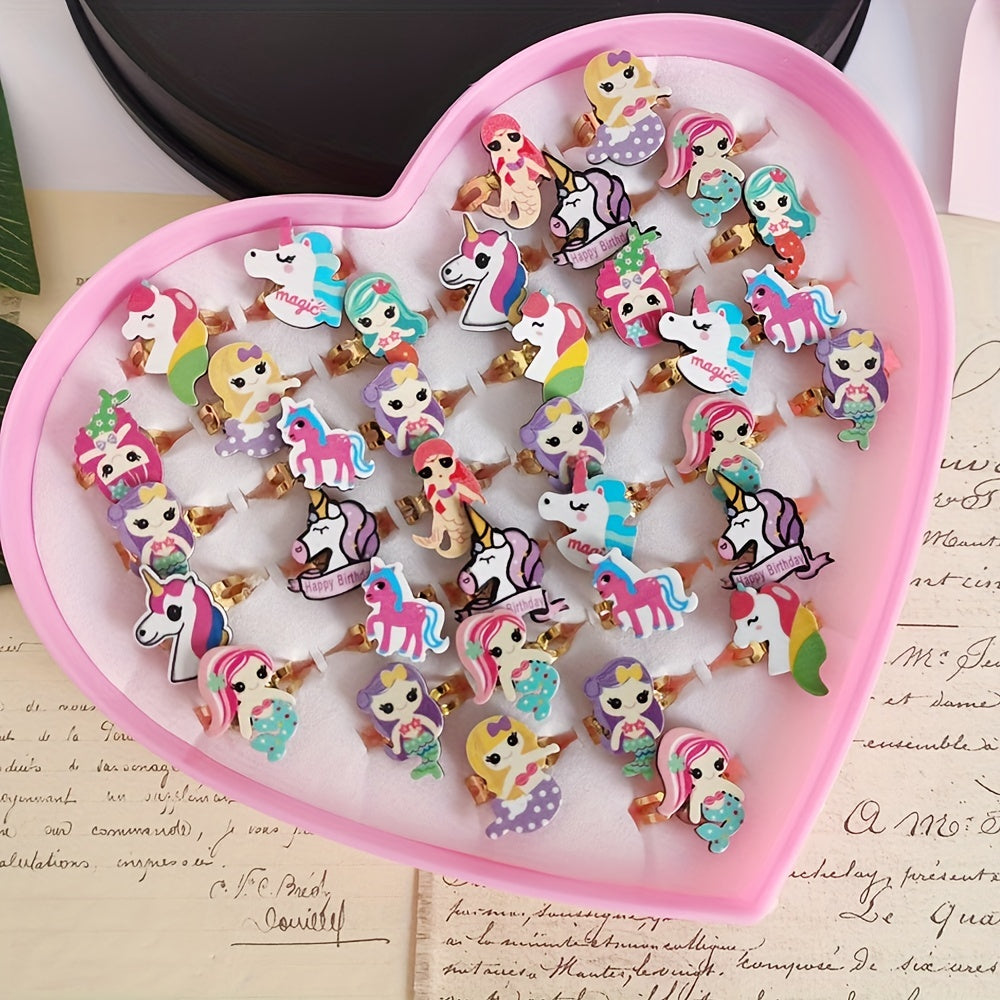 5pcs Unicorn Rings Kids Accessories Alloy Pony Animal Ring