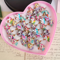 5pcs Unicorn Rings Kids Accessories Alloy Pony Animal Ring