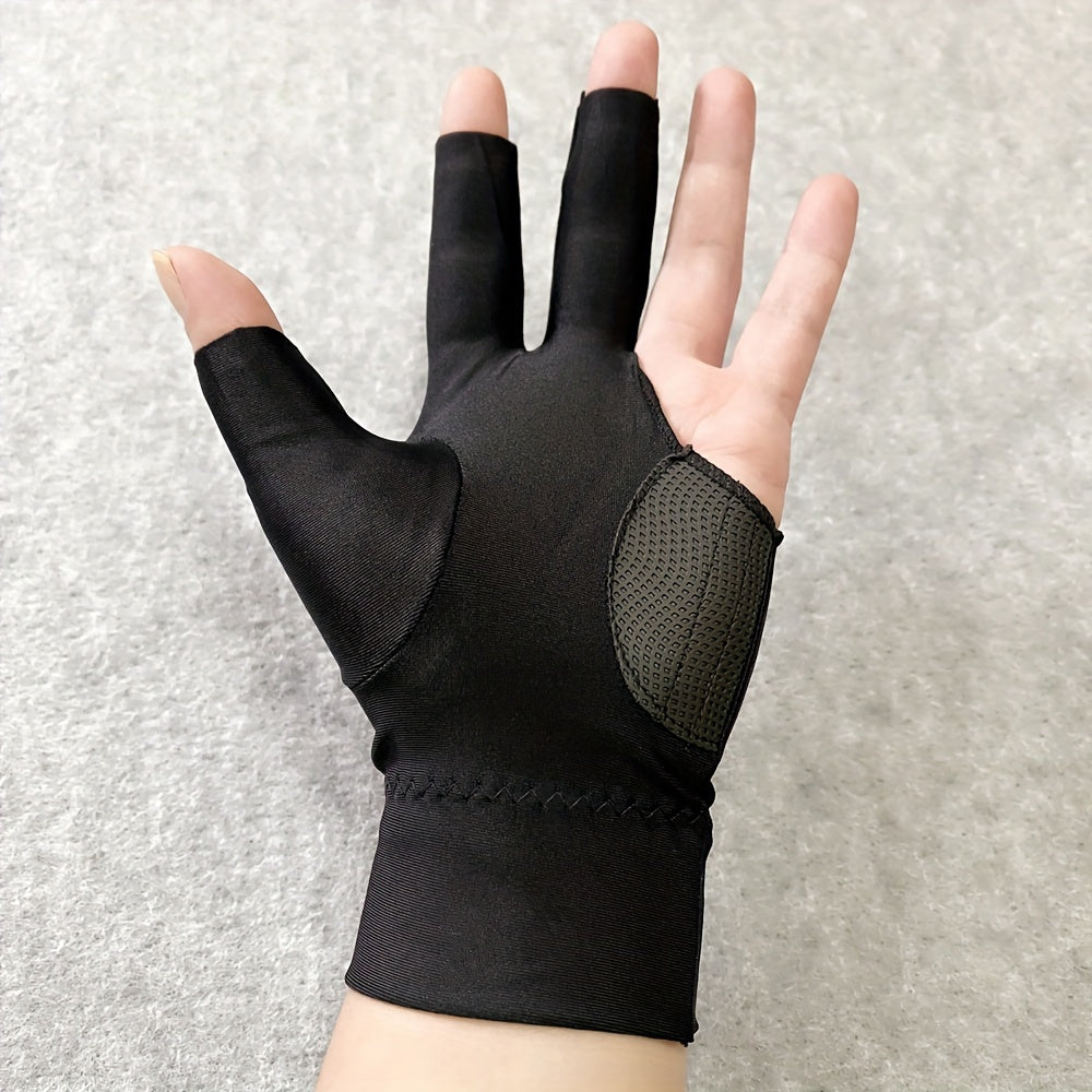 3-Finger Billiard Glove for Left Hand, Elastic Breathable Fabric, Anti-Slip Pad
