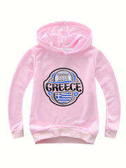 Cotton GREECE Print Hoodies Girls Comfy Hooded Sweatshirt Pullover