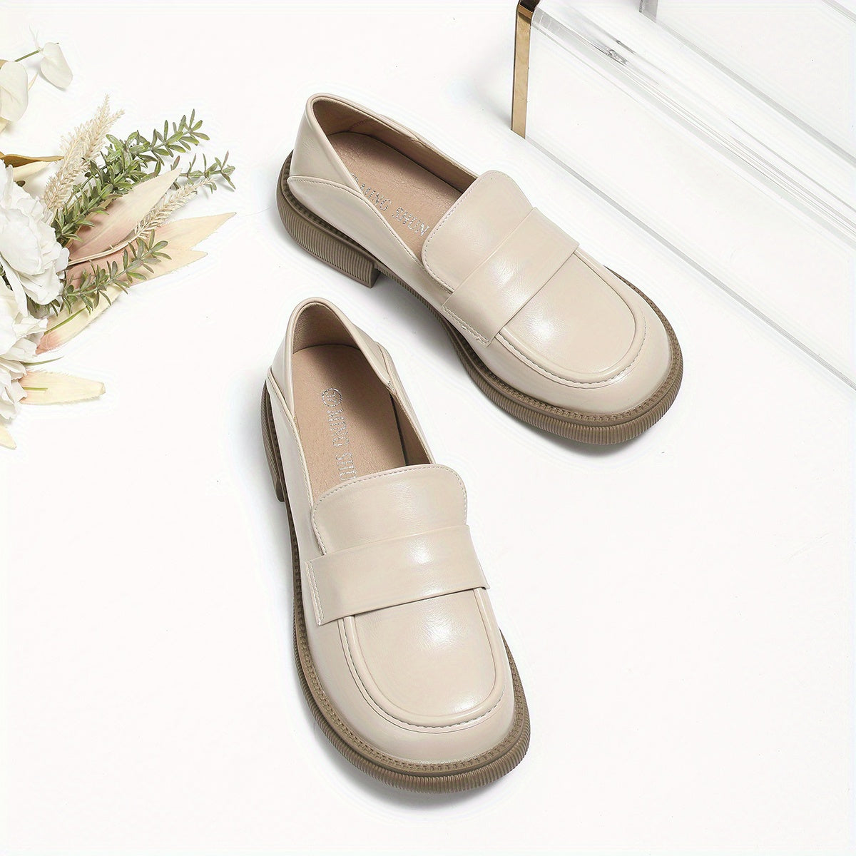 Women's Round Toe Loafers Soft Sole Chunky Shoes
