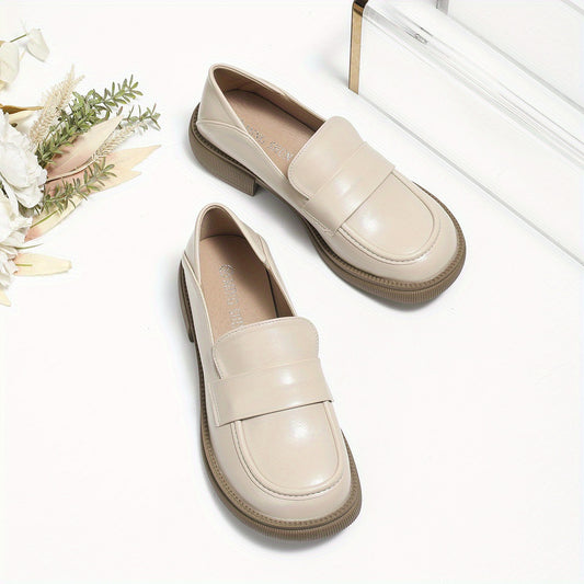 Women's Round Toe Loafers Soft Sole Chunky Shoes