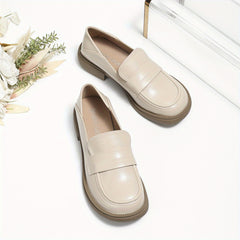 Women's Round Toe Loafers Soft Sole Chunky Shoes