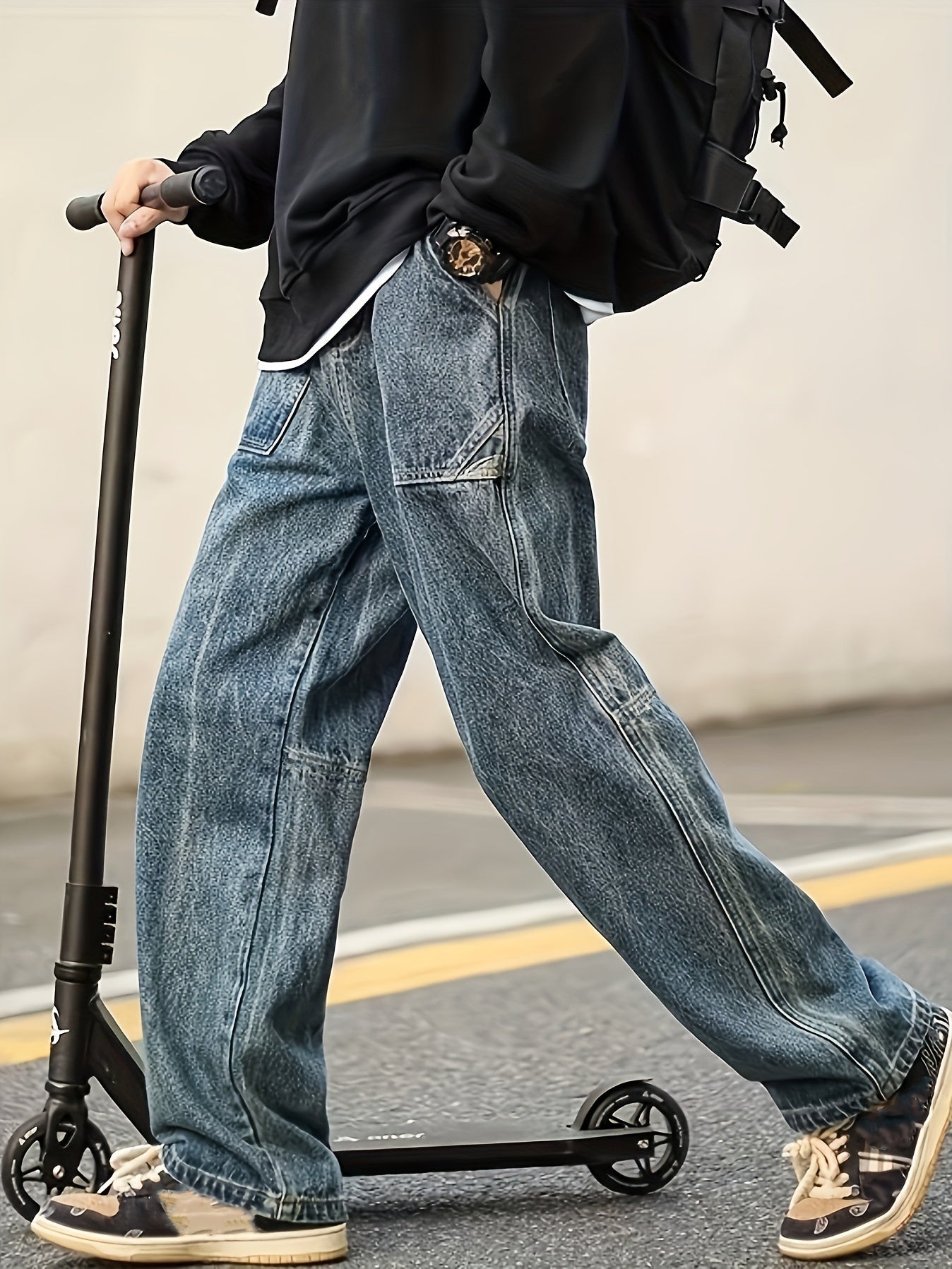 Men's Patchwork Denim Pants for Spring Summer