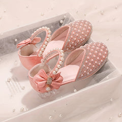 Plaid Princess Shoes with Bowtie Hook Low Heel Sandals