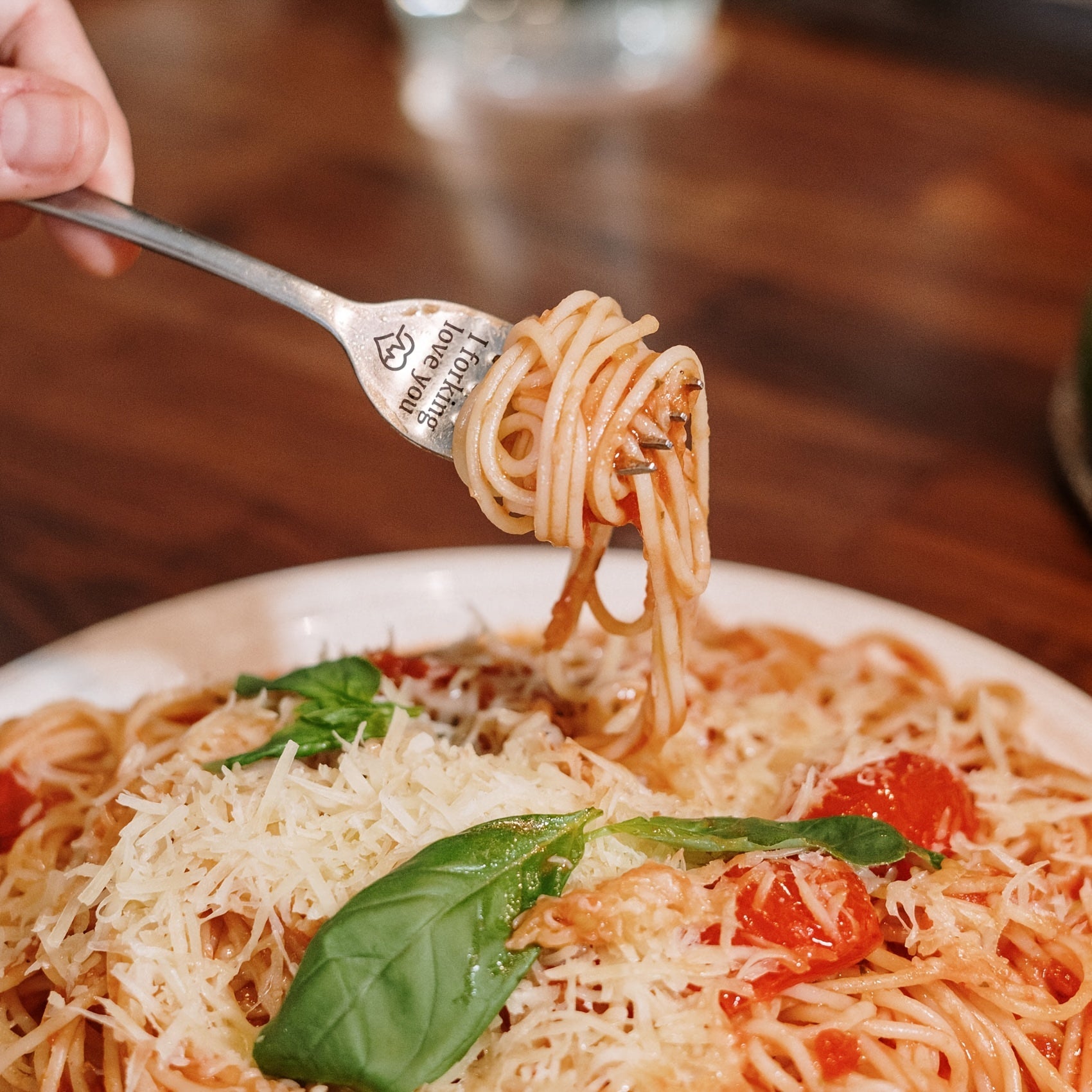 2pcs Forks with I Forking Love You Print Stainless Steel Tableware