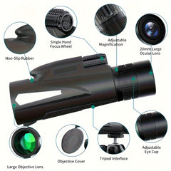 Zoomable Telescope with Tripod & Phone Holder for Single-Handed Photography