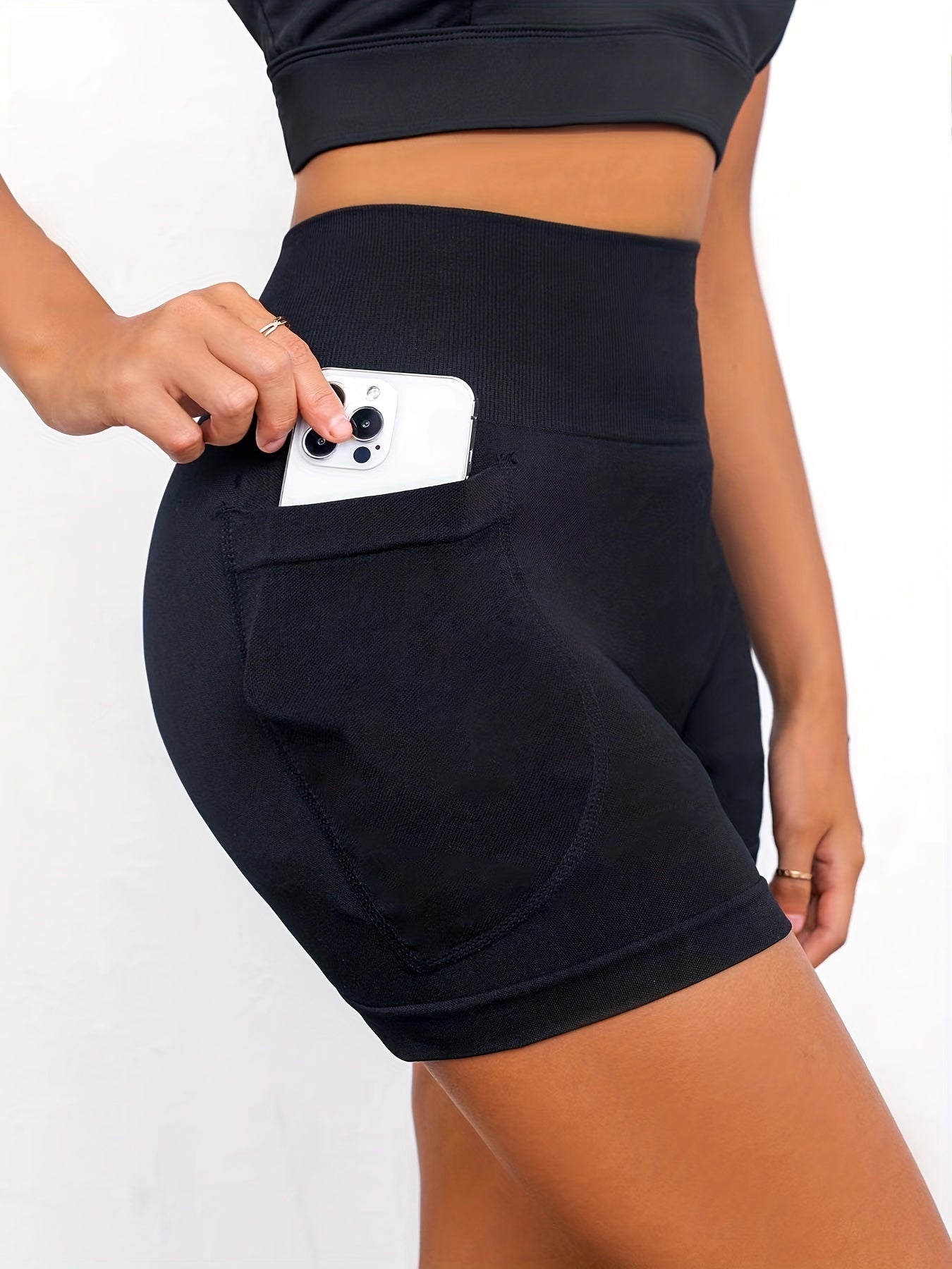 Solid Summer Biker Shorts High Stretch Fitness Yoga Shorts
