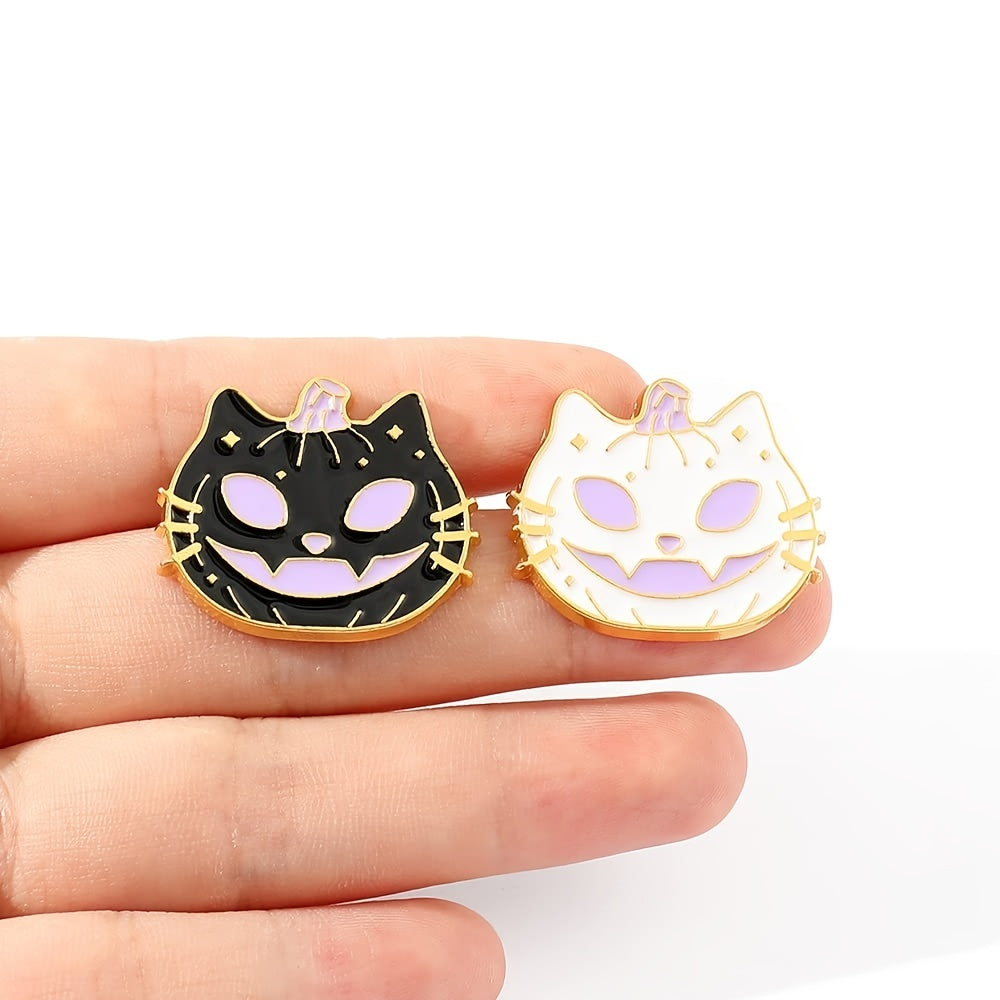 Enamel Pumpkin Cat Retro Halloween Brooch Funny Pin Jewelry