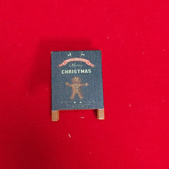 Vintage Christmas Sign with Gingerbread Man for Dollhouses and Displays
