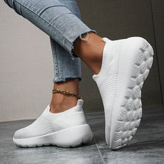 Knit Slip On Sneakers Breathable Walking Shoes