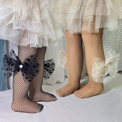 2 Pairs Girls Kids Fishnet Stockings Breathable Comfy Pantyhose