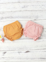 Ruffle Trim Short Bread Pants 2pcs Set Infant Baby Boys And Girls