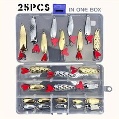 Metal Spoon Fishing Lures Kit - Spinner Baits With Box - Fishing Tackle