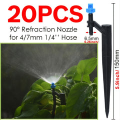 20pcs 90 180 360 Degree Misting Nozzle Stake 1 4'' Barb Garden Irrigation