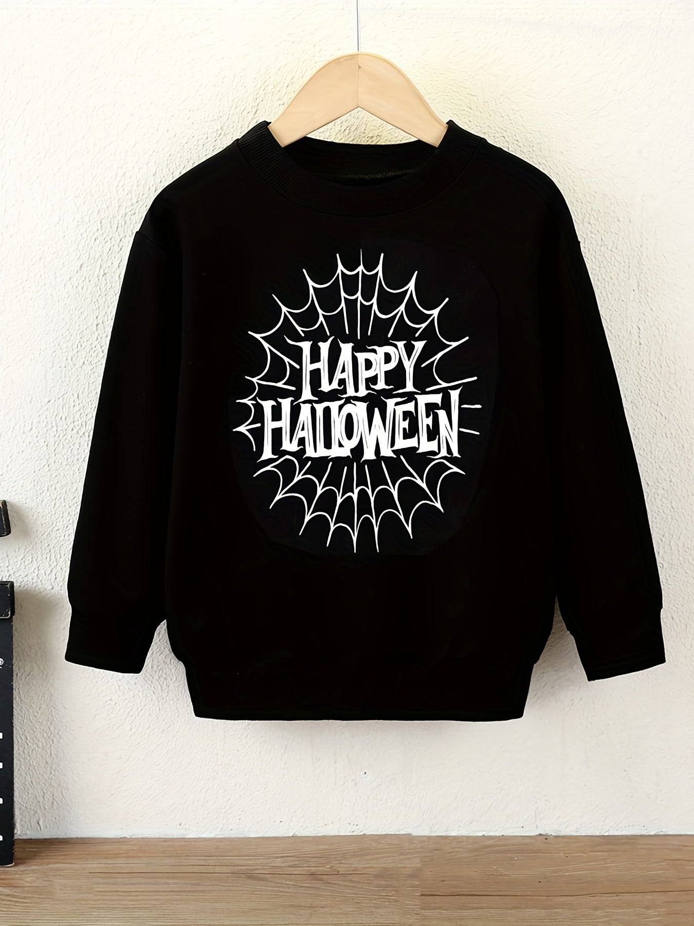 HAPPY HALLOWEEN Letter Print Sweatshirt For Boys