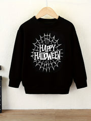 HAPPY HALLOWEEN Letter Print Sweatshirt For Boys